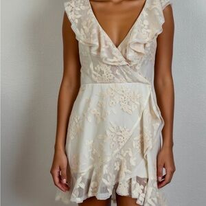 BB Dakota Cream Floral Ruffle Mini Dress